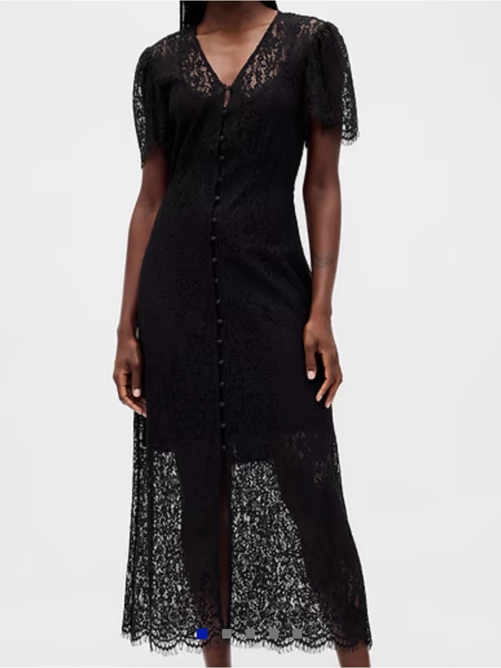 GAP NWT Black Lace Sheer VNeck Midi Dress Removable Cami,Witchy, Whimsiegoth